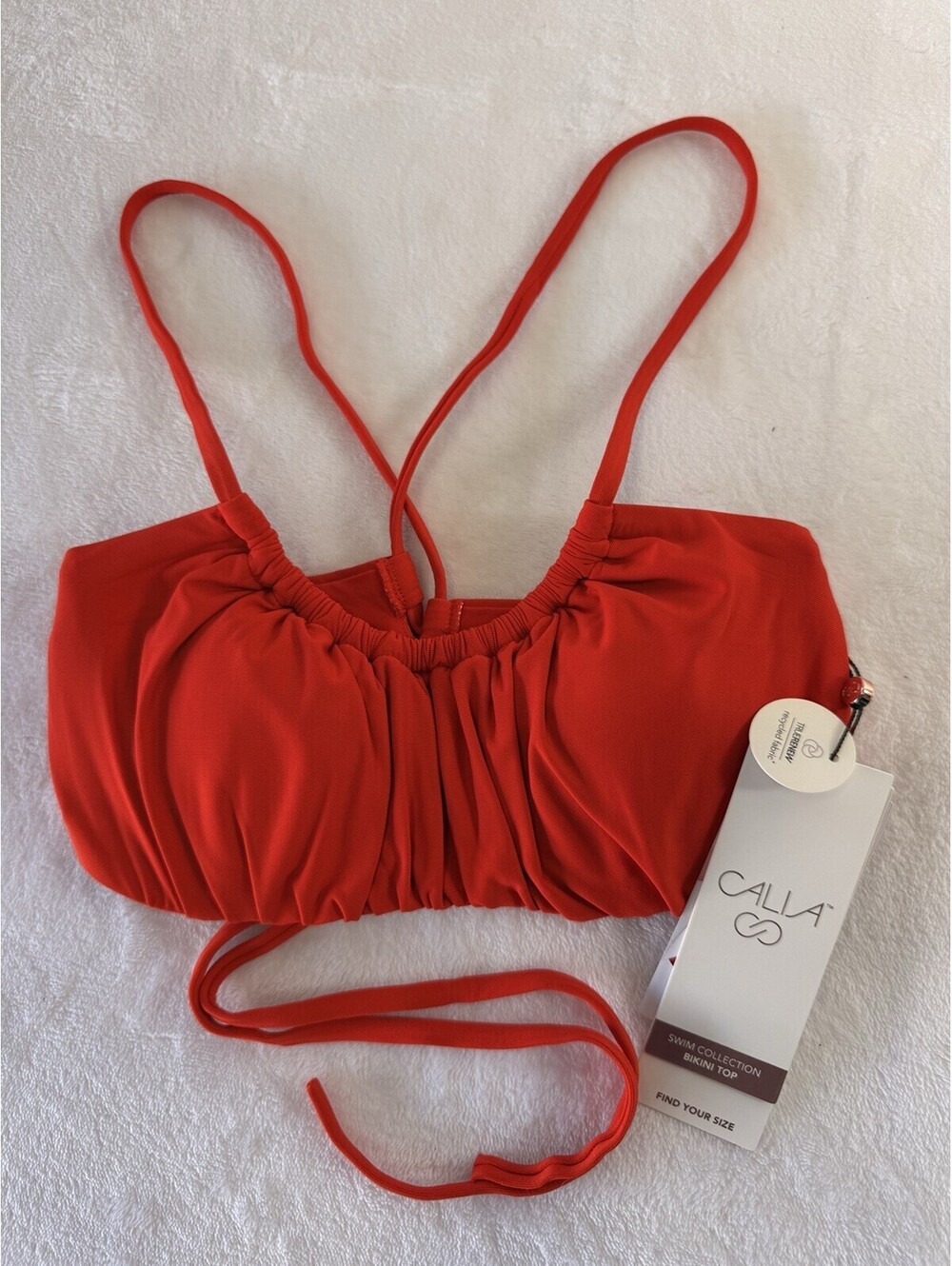 Calia Bikini Top XS Red Swimsuit Swimwear Scrunched Tie Back Womens New NWT